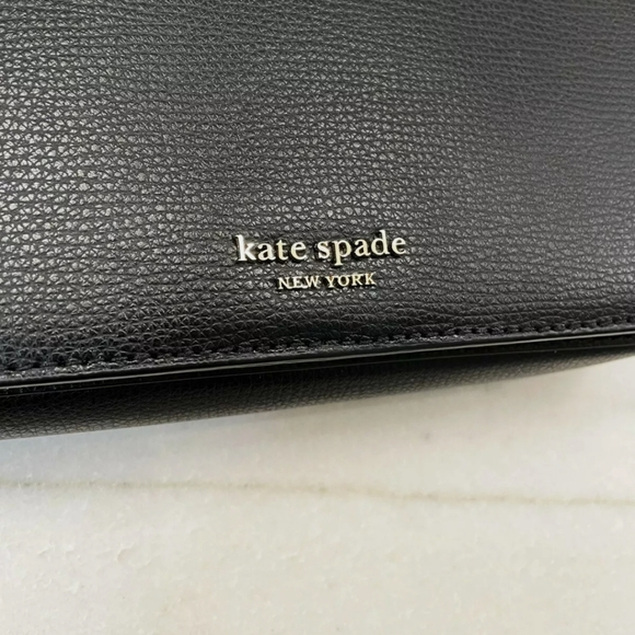 Kate Spade Syliva Flap Black Leather Chain Wallet Crossbody NWOT - Picture 9 of 11